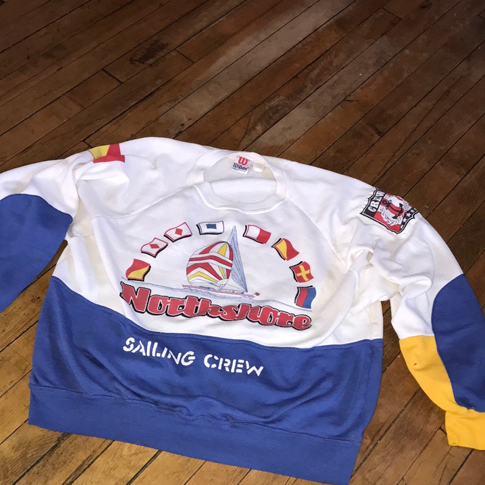 Northshore 'Sailing Crew' Colorblock Sweatshirt -‎ White/Blue
